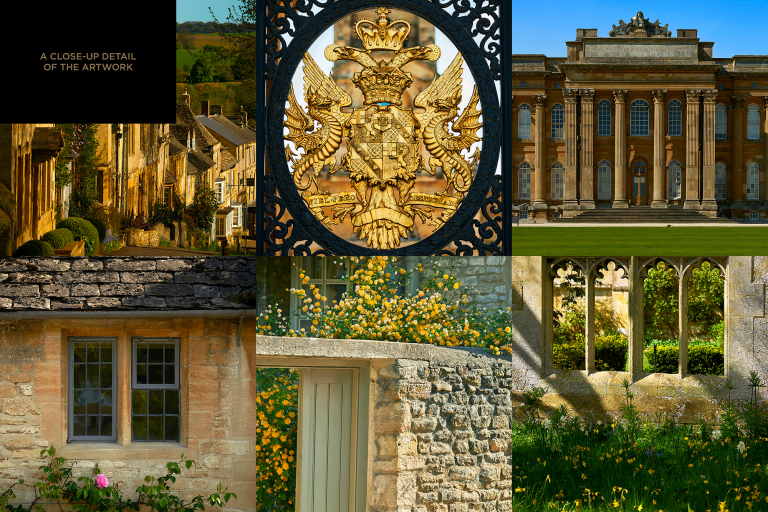 photographs of the cotswolds in a rectangular format montage by photographer patrick steel