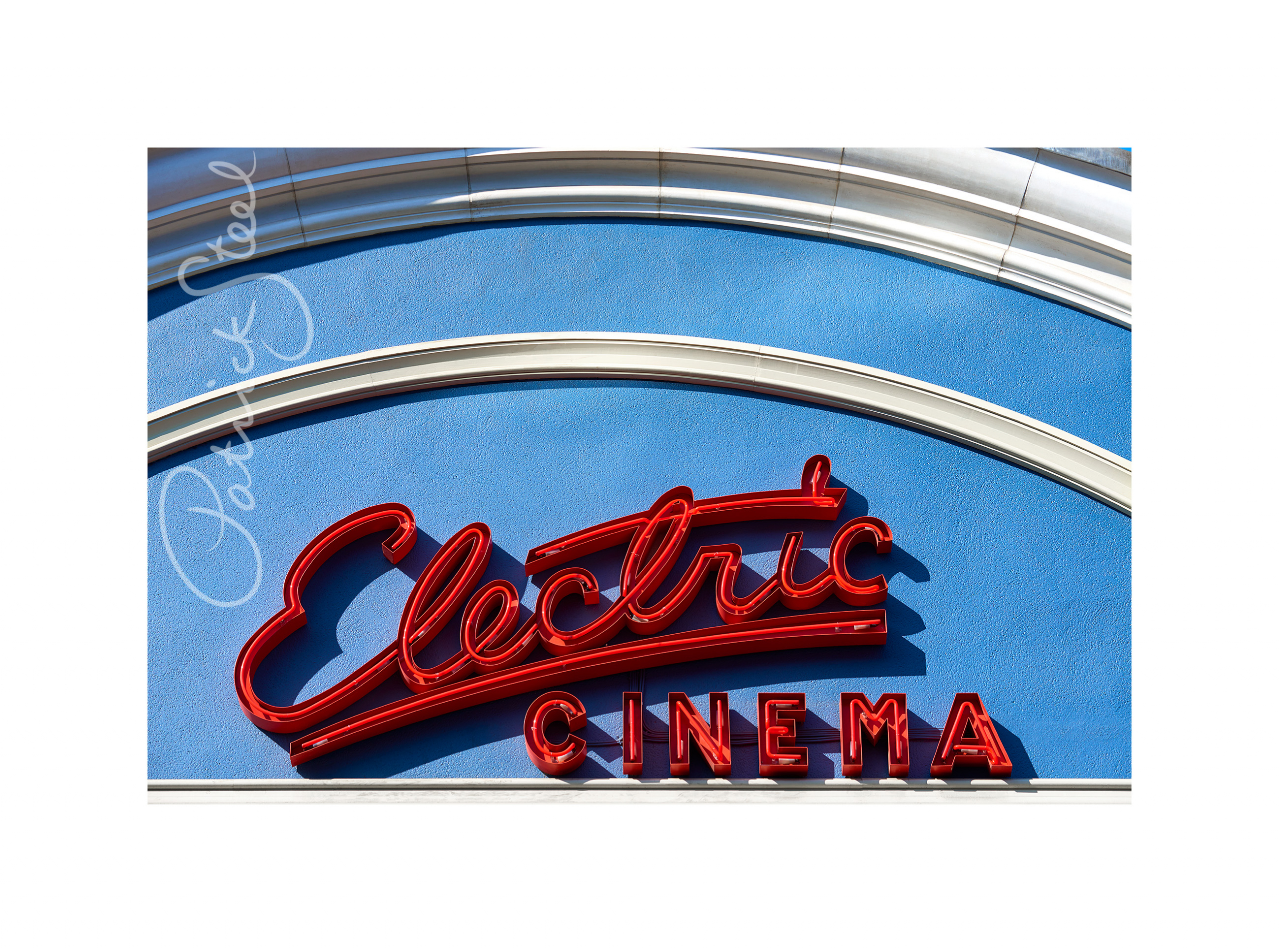 limited edition print of the electric cinema neon sign in notting hill london