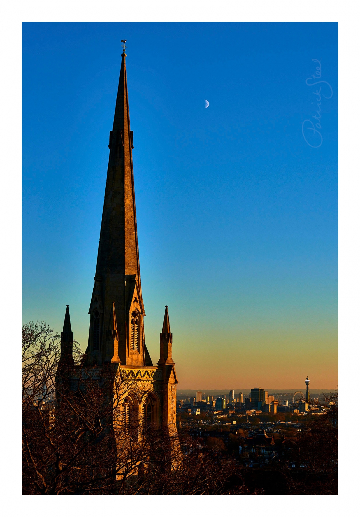 CHRIST CHURCH STEEPLE, HAMPSTEAD VERTICAL LANDSCAPE LANDSCAPES BY