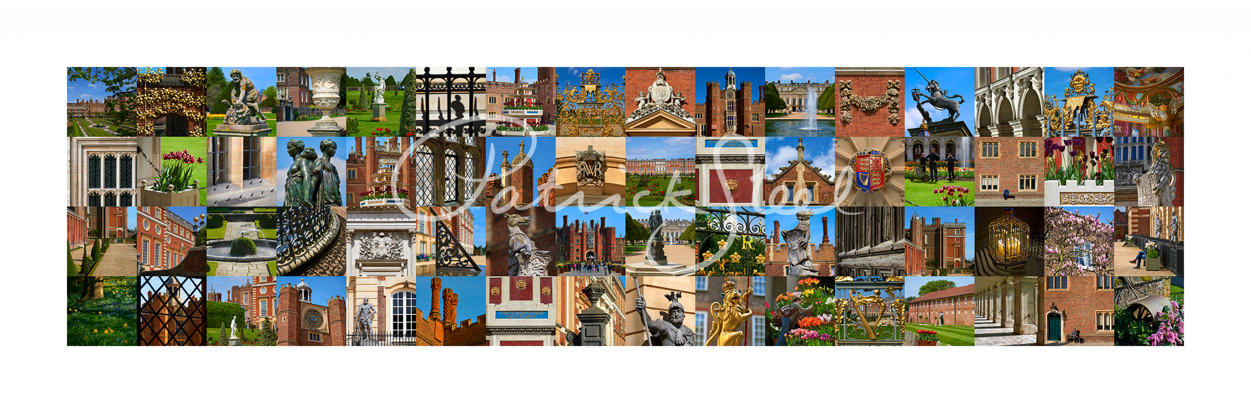 a landscape format photographic montage of hampton court palace by british photographer patrick steel