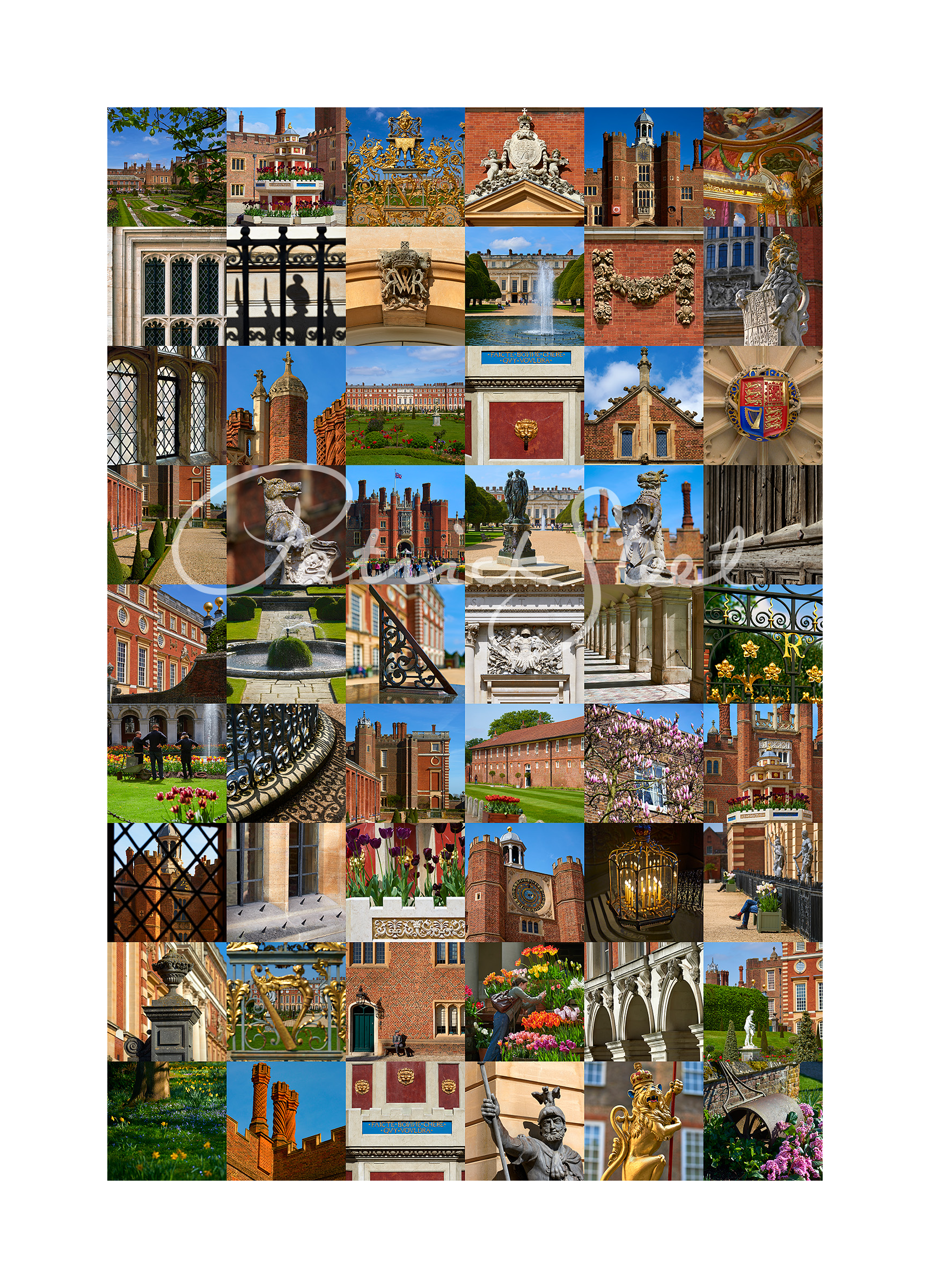 a vertical format photographic montage of hampton court palace by british photographer patrick steel