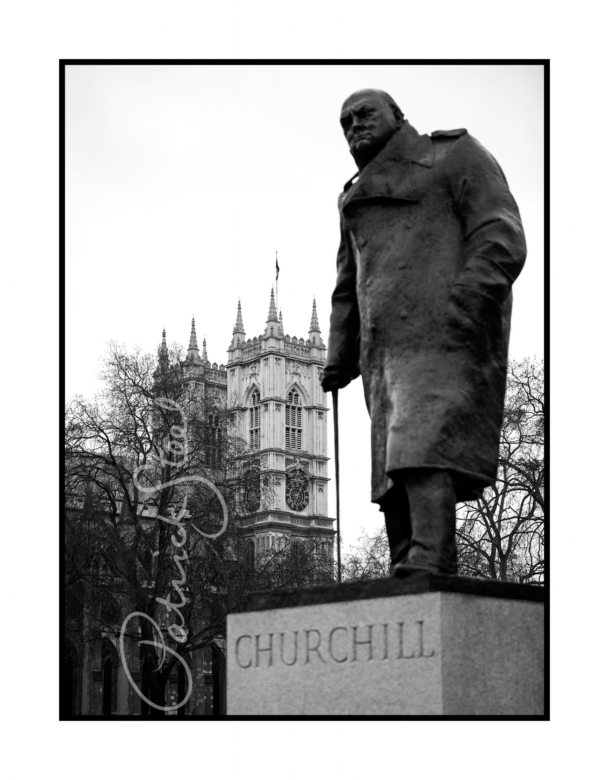 westminster abbey winston churchill statue limited edition print by british photographer patrick steel