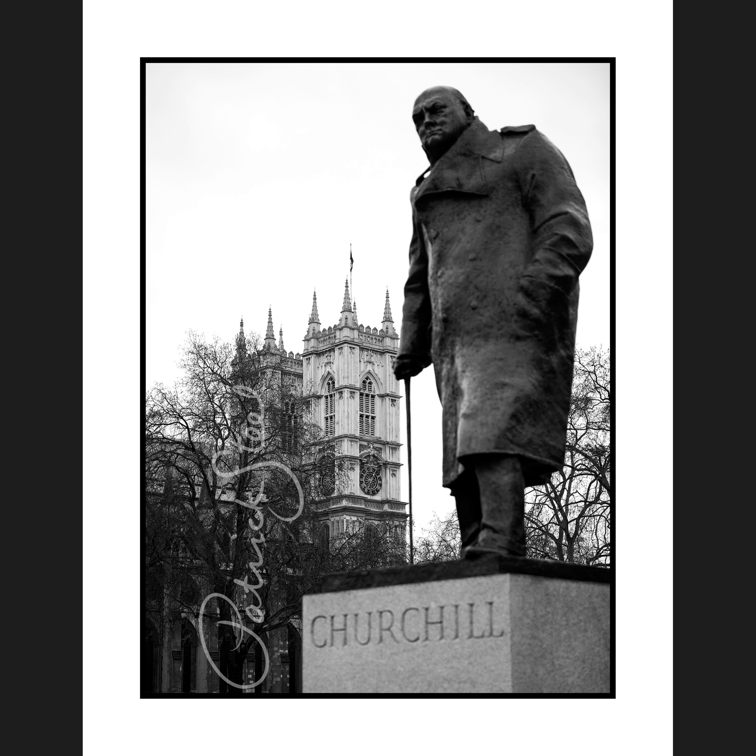 View to Westminster Abbey; past Churchill, London | <a href=
